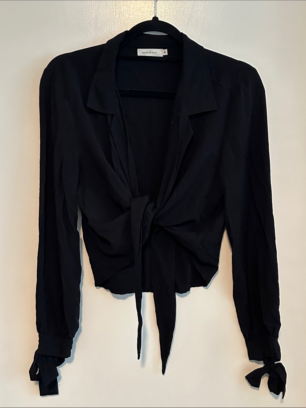 Black V-neck cropped blouse